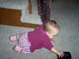 Mary up on all fours crawling.