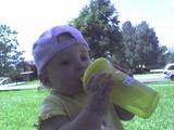 Mary sipping from her sippy cup.