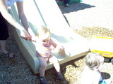 Mary coming down the slide.