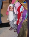 Mary in her bunny costume looking a little depressed.